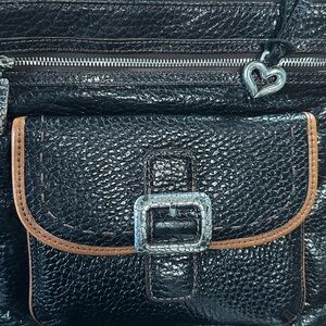 Brighton Black and Tan Leather Messenger Bag